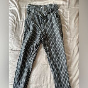 Striped Navy and White Women’s High-Waisted Pants